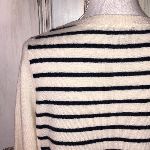 PURE Collection 100% Cashmere Fisherman’s Stripe Mid Sleeve Pullover Sweater - Picture 8 of 11